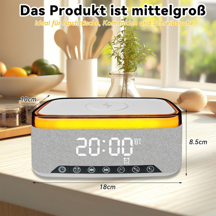 Yeelan Digitaler Radiowecker, Wecker Digital mit Licht, 15W Kabellose Aufladung für iPhone/Samsung,