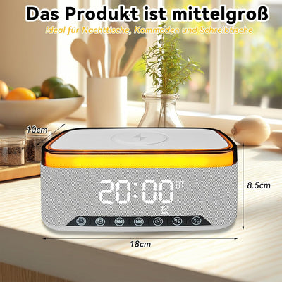 Yeelan Digitaler Radiowecker, Wecker Digital mit Licht, 15W Kabellose Aufladung für iPhone/Samsung,