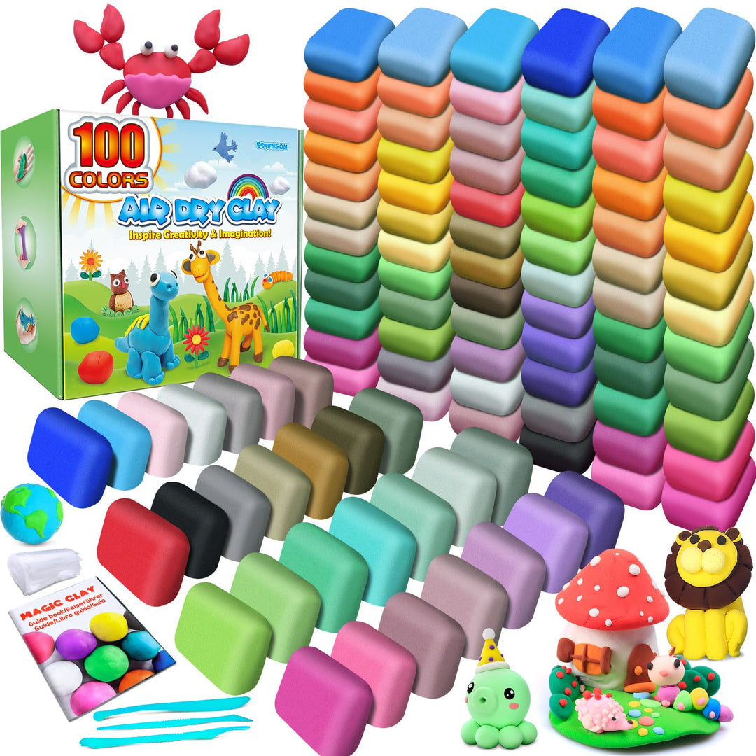 Modelliermasse-Set - 100 Farben Lufttrocknende magische Knete für Kinder, Geschenk für Jungen und Mä
