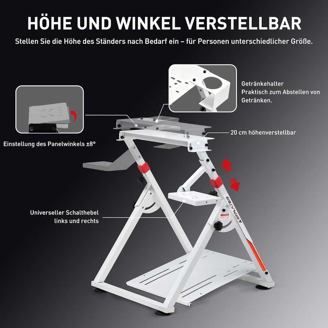 GTPLAYER Lenkradständer für Lenkrad Gaming Wheel Stand Racing Lenkradständer mit V1 V2 Schalthebelha