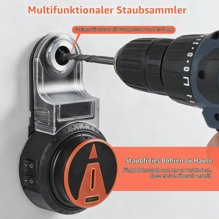 CPROSP Bohrstaubfänger mit Laser Wasserwaage, 2-in-1 Bohrstaubsammler mit 800mAh Akku, Elektronische