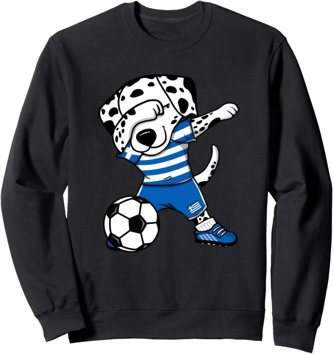 Dabbing Dalmatiner Griechenland Fussball Griechische Flagge Sweatshirt