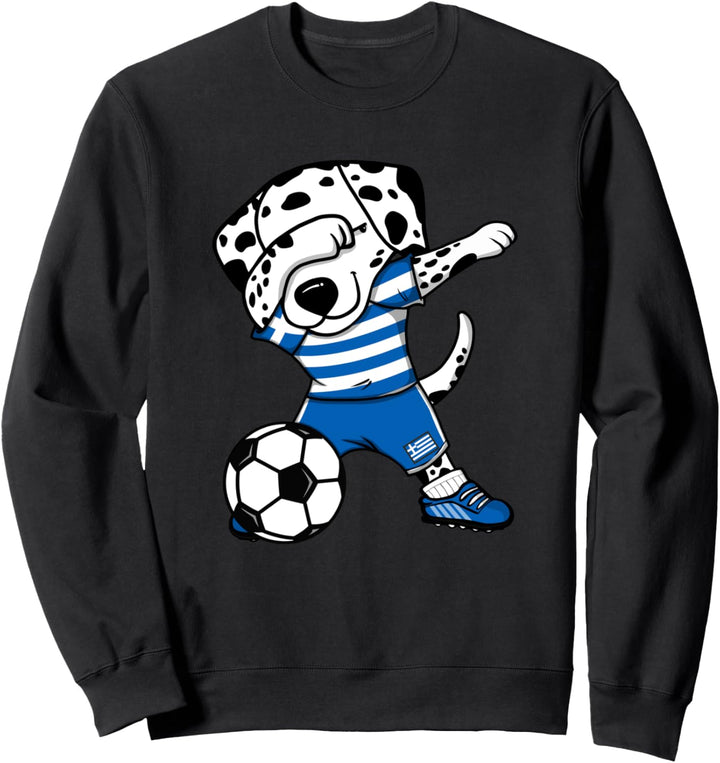 Dabbing Dalmatiner Griechenland Fussball Griechische Flagge Sweatshirt