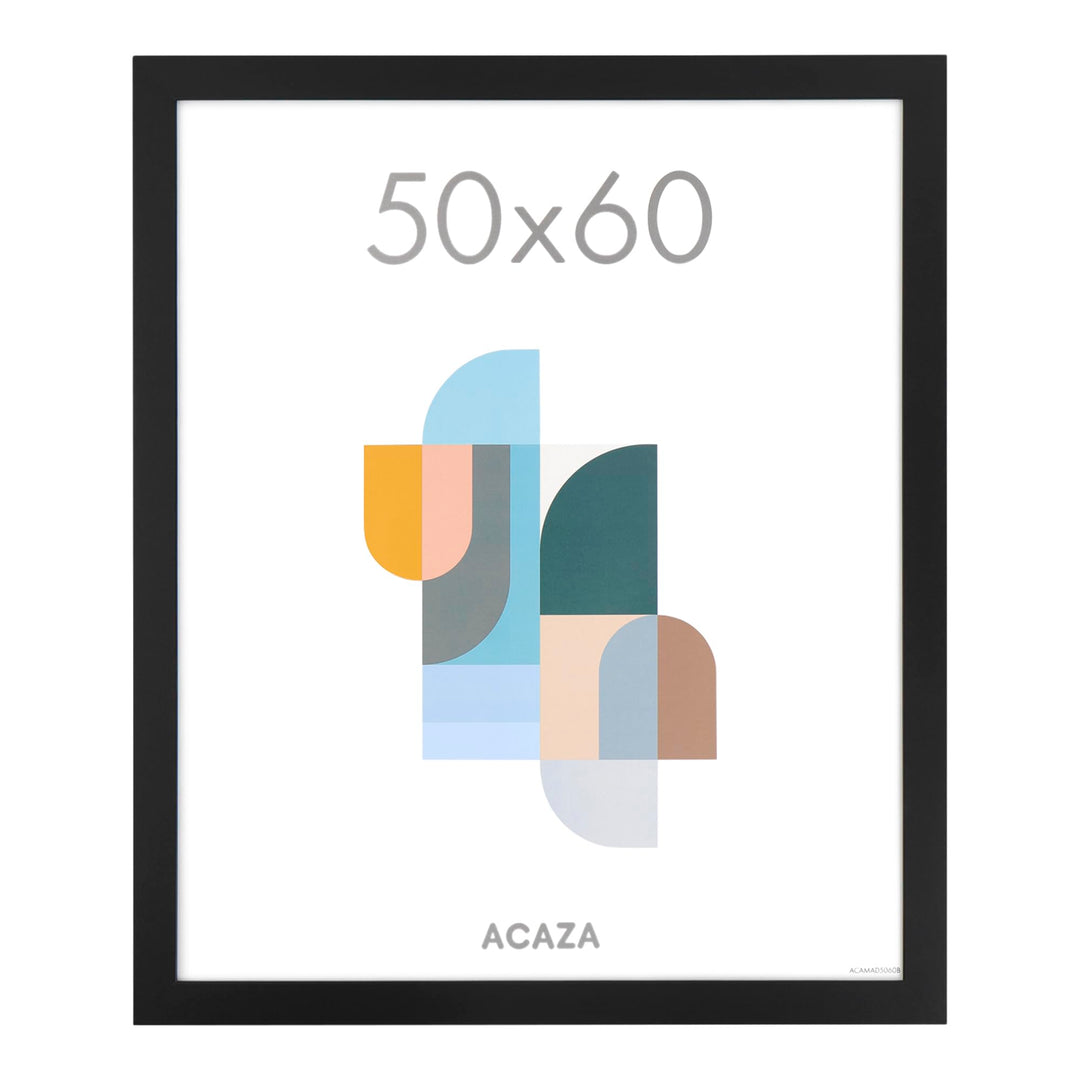 ACAZA Bilderrahmen 50x60 cm Schwarz, MDF Holz mit bruchsicherem Acrylglas, für Photos, Poster und Pu