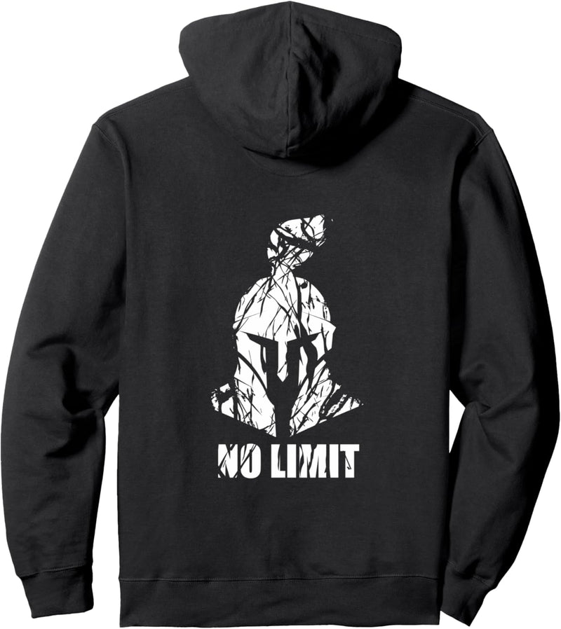 NO LIMIT Spartaner Helm | Rückseite Rücken Druck GYM Fitness Pullover Hoodie