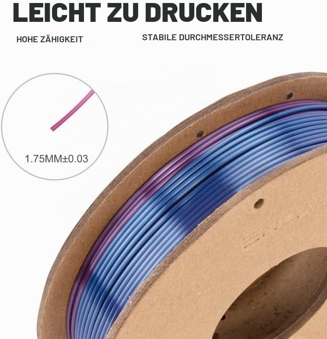 ERYONE Silk Rainobw PLA Filament PLA 1.75mm, 3D-Drucker Silk PLA Filament,+/- 0,03 mm,0.25kg /Spule