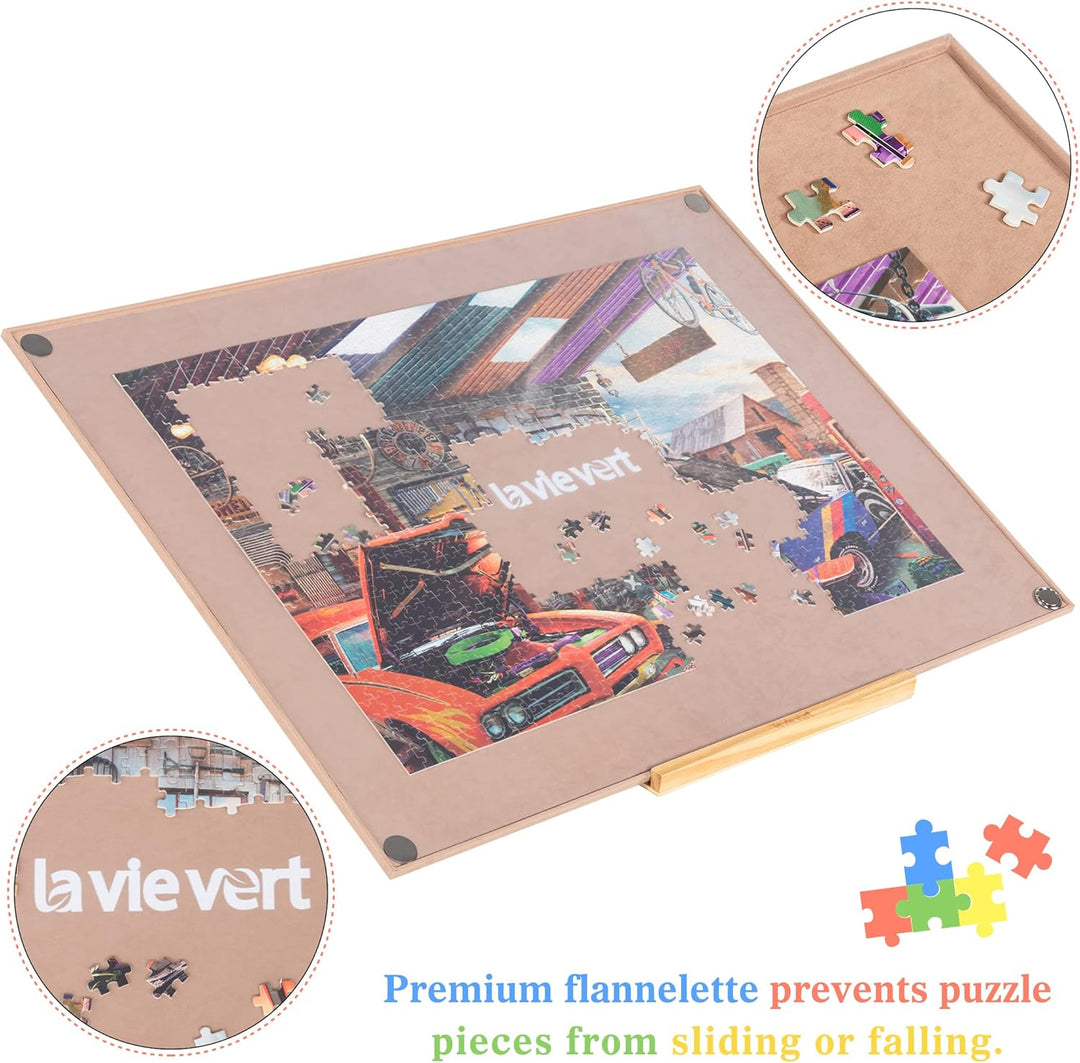 Lavievert tragbares Puzzlebrett aus Holz mit staubdichter Abdeckung, Puzzlematte zur Puzzleaufbewahr