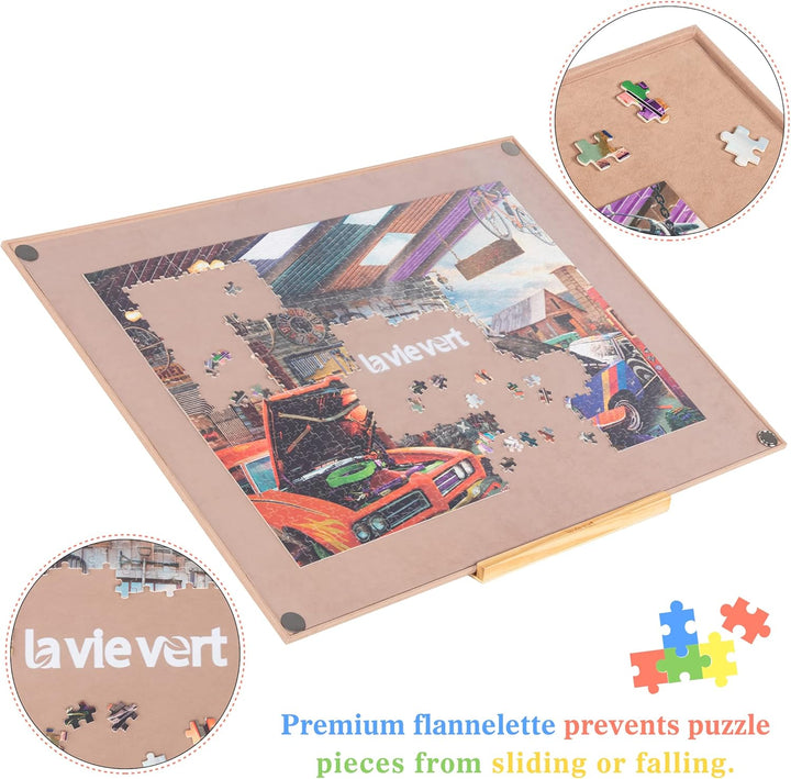 Lavievert tragbares Puzzlebrett aus Holz mit staubdichter Abdeckung, Puzzlematte zur Puzzleaufbewahr