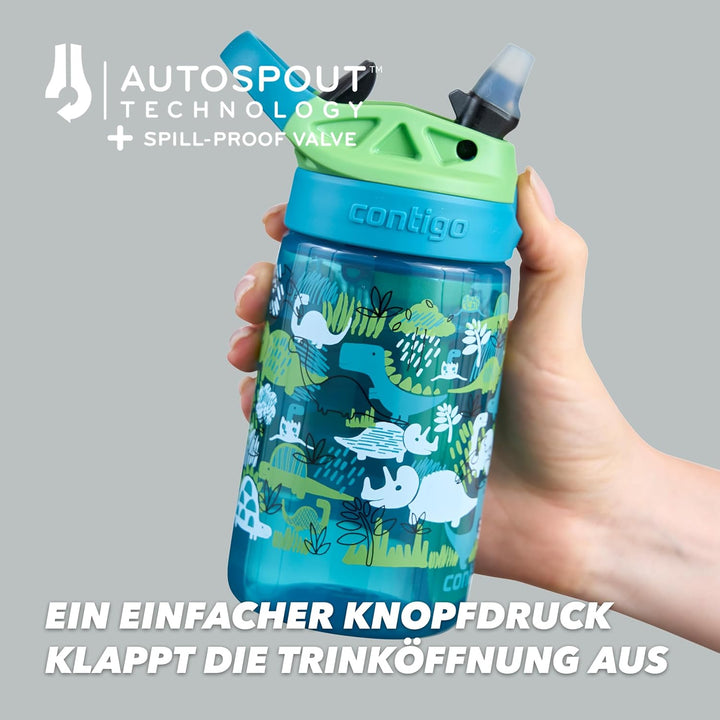 Contigo Kinder Trinkflasche Easy Clean Autospout mit Strohhalm, BPA-freie robuste Wasserflasche, 100