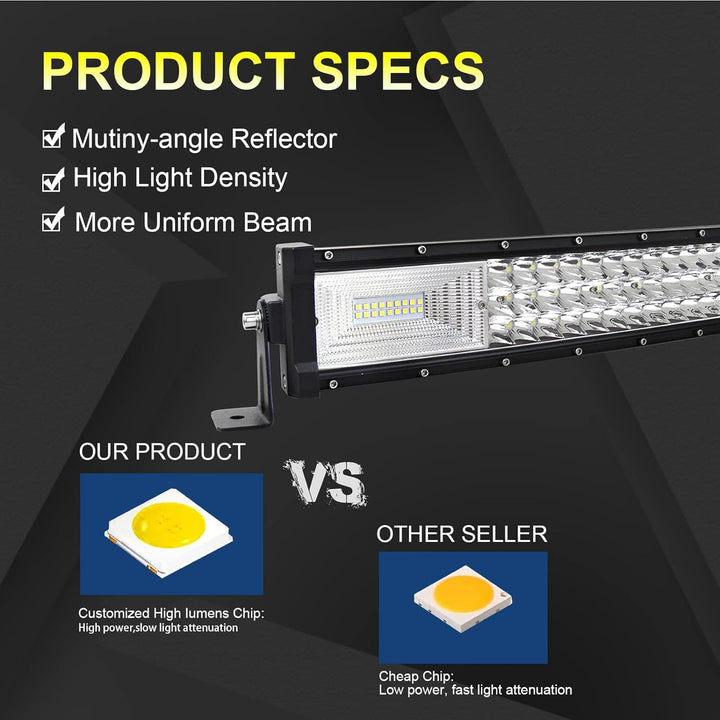 Willpower 42 Zoll 107CM 540W Led Arbeitsscheinwerfer Bar Gebogen + 2pc 5 Zoll Led Scheinwerfer + Kab