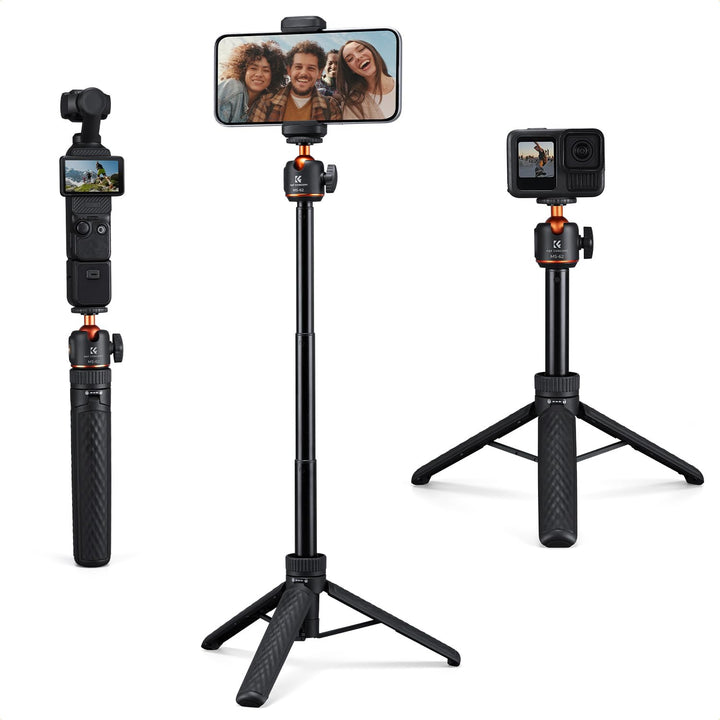 K&F CONCEPT MS-62 65cm Selfie Stick, leicht tragbares Kamera Handy Stativ mit 1/4"-Schraubschnittste