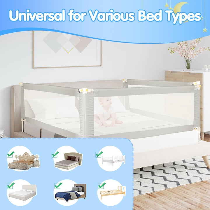 Bettschutzgitter 150 cm Rausfallschutz Bett – klappbares Bettgitter für Baby & Kleinkind, höhenverst