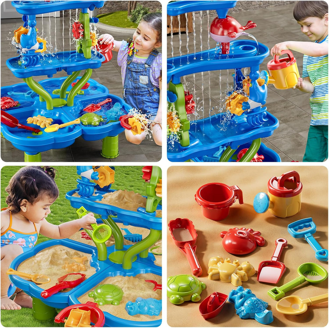 JUKUDAHU Wasserspieltisch für Kinder 3-8 Jahre, Wassertisch Wasserfallteich | Sommerliche Outdoor St