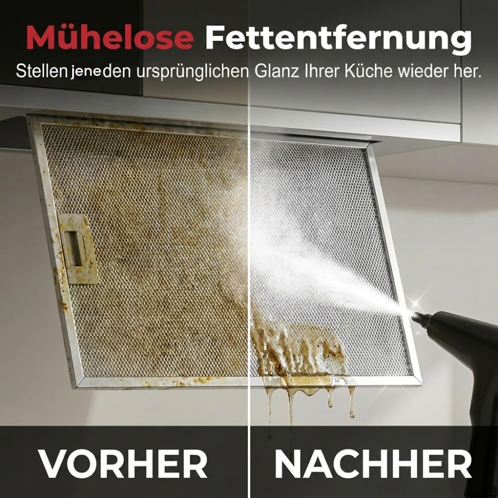 Dampfreiniger Handgerät mit Digitaldisplay, 1500W Handdampfreiniger, 1.7L Wassertank, 6 Dampfstufen,