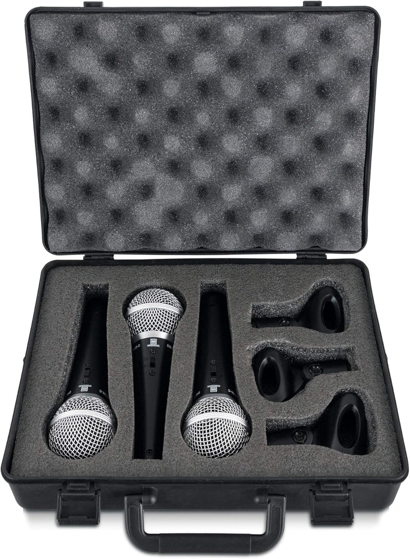 Pronomic DM-58-C Vocal Mikrofon 3er Set im Koffer - 3 dynamische Mikrofone mit Nieren-Charakteristik