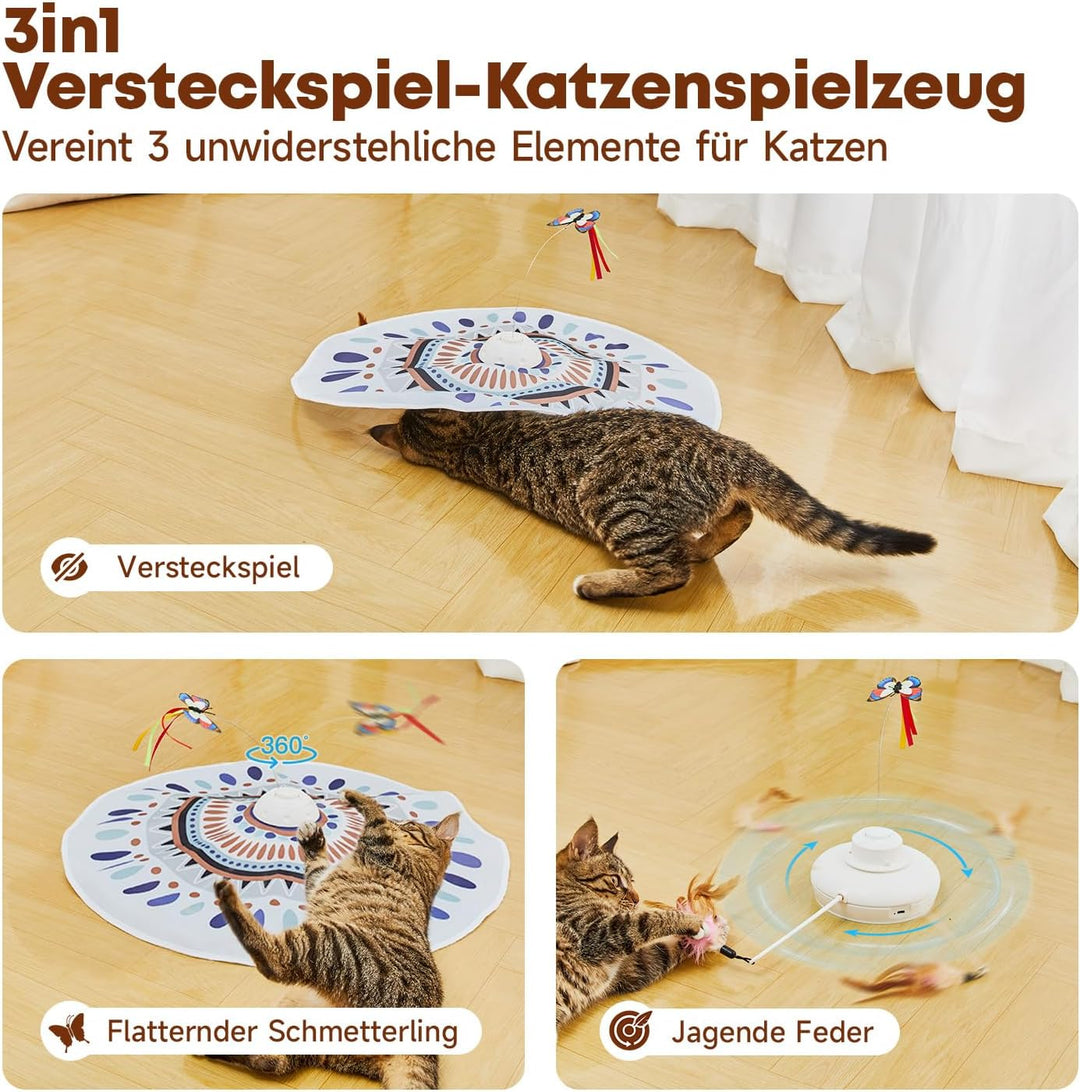 Potaroma Katzenspielzeug Selbstbeschäftigung, wiederaufladbar Elektrisch 3-in-1 Versteckspiel Kätzch