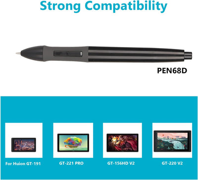 PEN68D Batterieloser Stylus Digital Pen für Huion, 8192 Level Druckempfindlicher Stylus Pen Geeignet