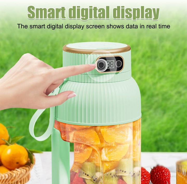 Tragbarer Entsafterbecher, 1200 ml Smoothie-Mixer mit Digitalanzeige, USB wiederaufladbar Multifunkt