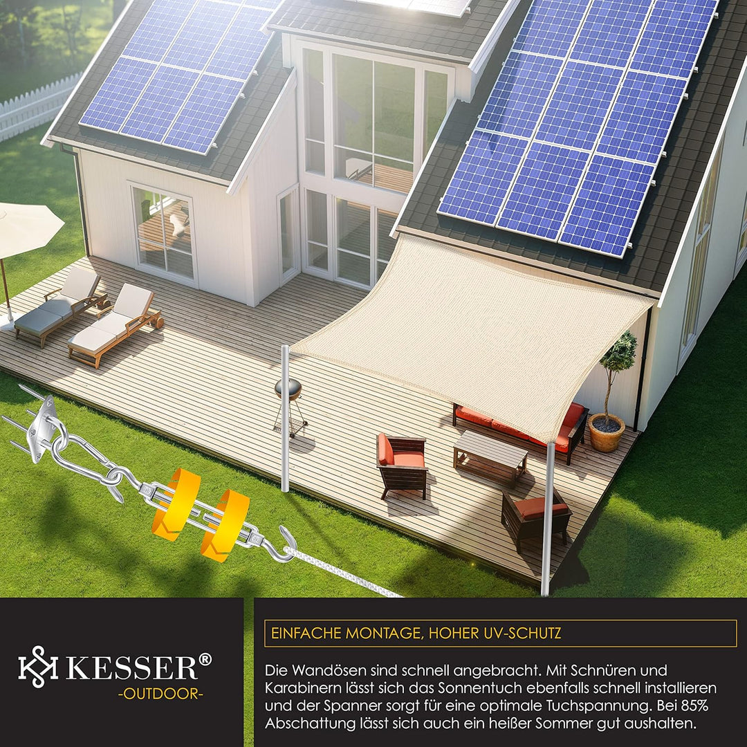 KESSER® Sonnensegel Sonnenschutz Windschutz | HDPE Gewebe | wasserabweisend & windabweisend | Quadra