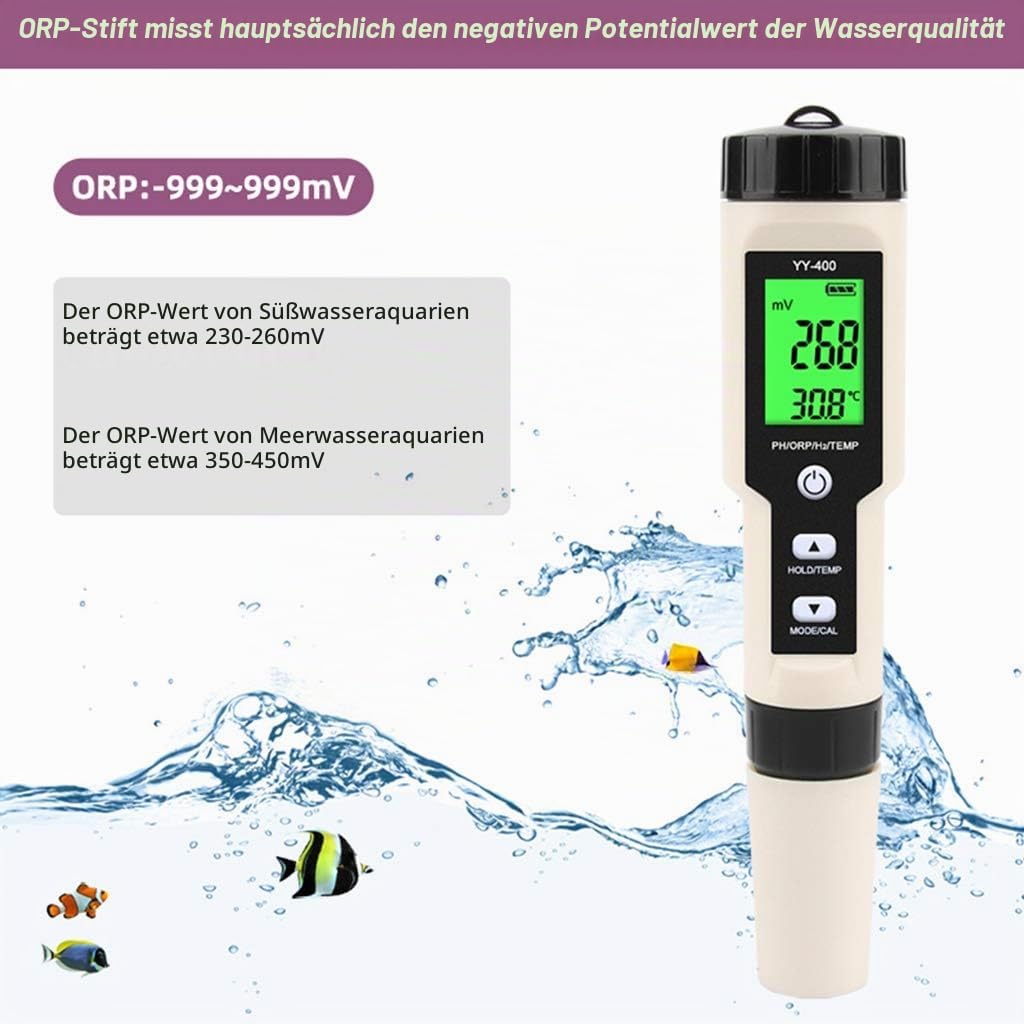 YY-400 4-in-1 PH/ORP/H2 &amp; TEM Messgerät, digitaler Dydrogen-Ionenkonzentrationstest