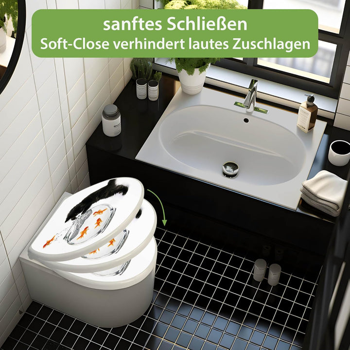 banjado Toilettendeckel mit Absenkautomatik 44,5x37cm - Soft Close Toilettensitz - WC Sitz mit Absen