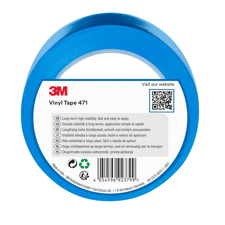 3M 471 Hochwertiges Weich-PVC-Klebeband, 50 mm x 33 m, Blau Blau 50mm x 33M Langfristig hohe Sichtba