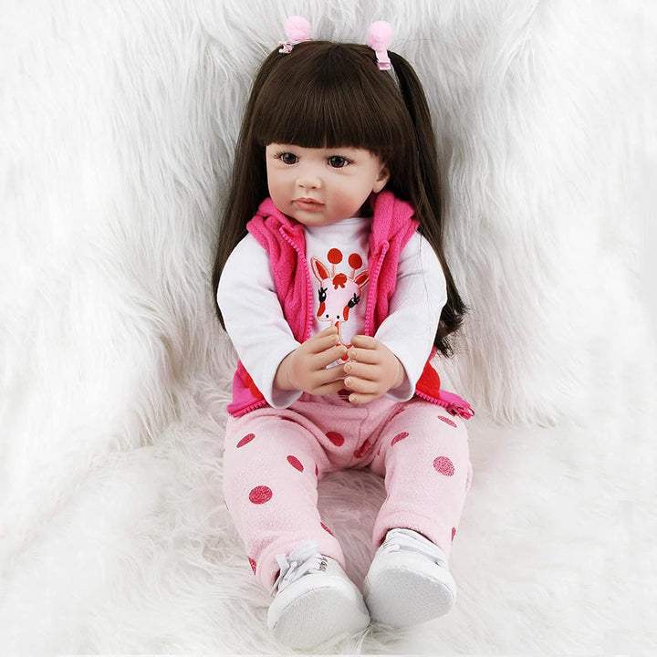ZIYIUI Simulation Reborn Baby-Puppe 24 Zoll 60 cm Reborn Babys Mädchen Weiche Vinyl Silikon Lebensec