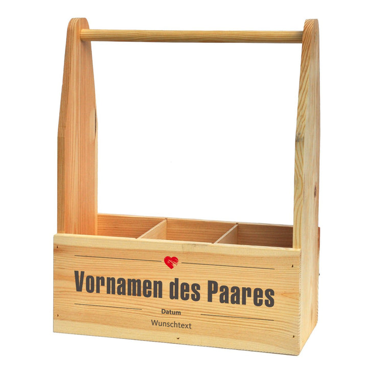 Cera &amp; Toys® Flaschenhalter zur Hochzeit mit Aufdruck der Namen und Glückwunschtext (Herz), Herz