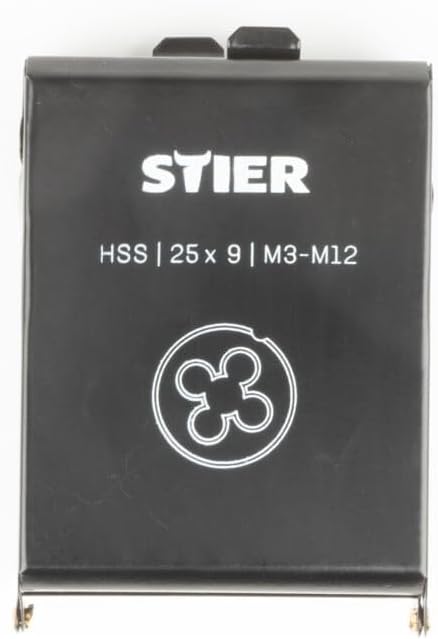 STIER Schneideisen-Satz HSS 25x9 M3-M12 8-tlg., Aussengewindeschneider in stabiler Kassette, ZAMAK-5