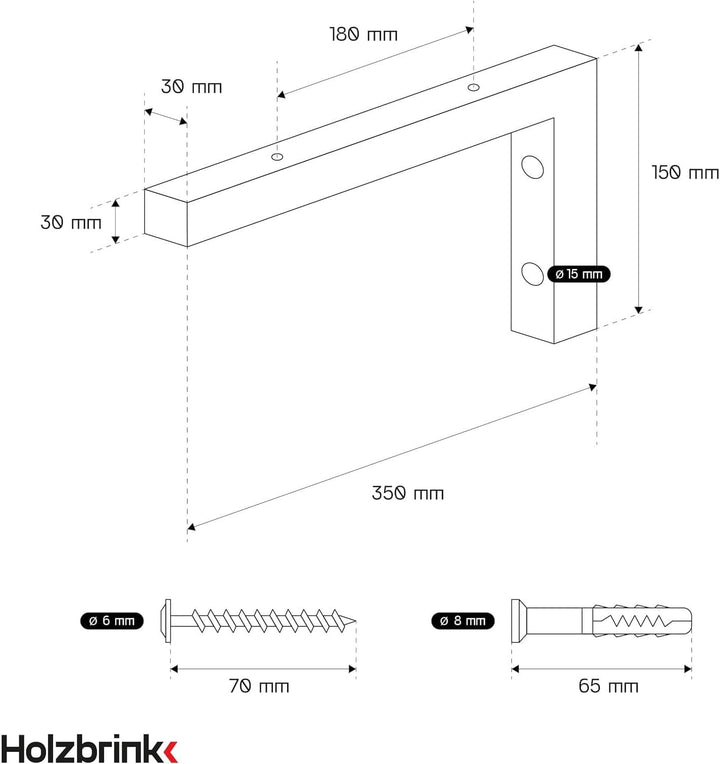 HOLZBRINK 2X Wandkonsole Weiss für Waschtisch, Design und stabil Waschtischhalterung oder Winkel für
