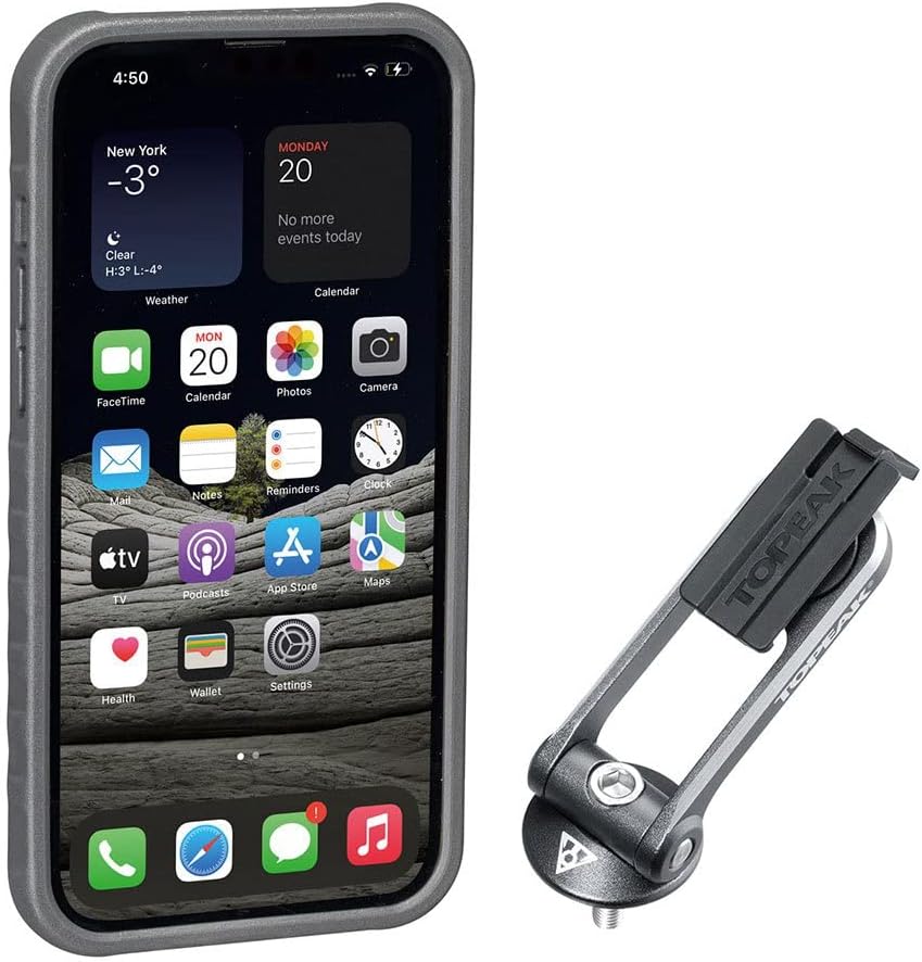 Topeak Unisex – Erwachsene RideCase für iPhone 13 Pro Max, Black/Gray, mit Halter Smartphone-Hüllen,