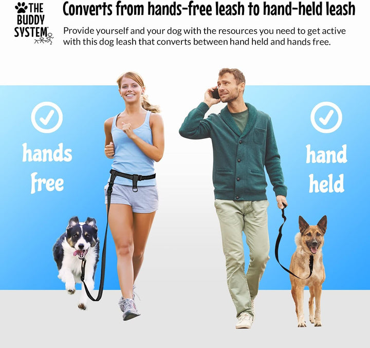 The Buddy System Made in USA Adjustable Hands Free Leash, Great for Running, Regular Dog System, Reg