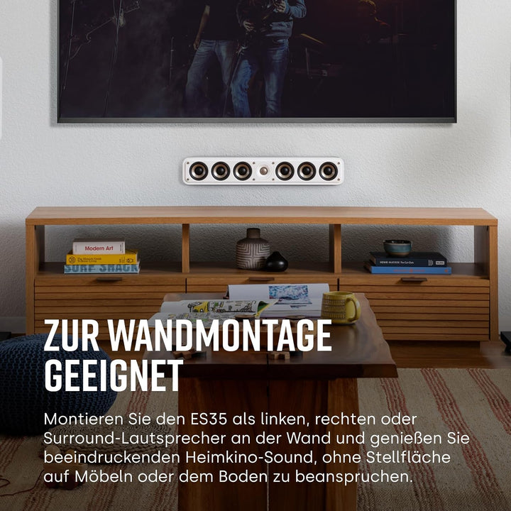 Polk Audio Signature Elite ES35 Centerlautsprecher, schlanker, hochauflösender Center Lautsprecher,