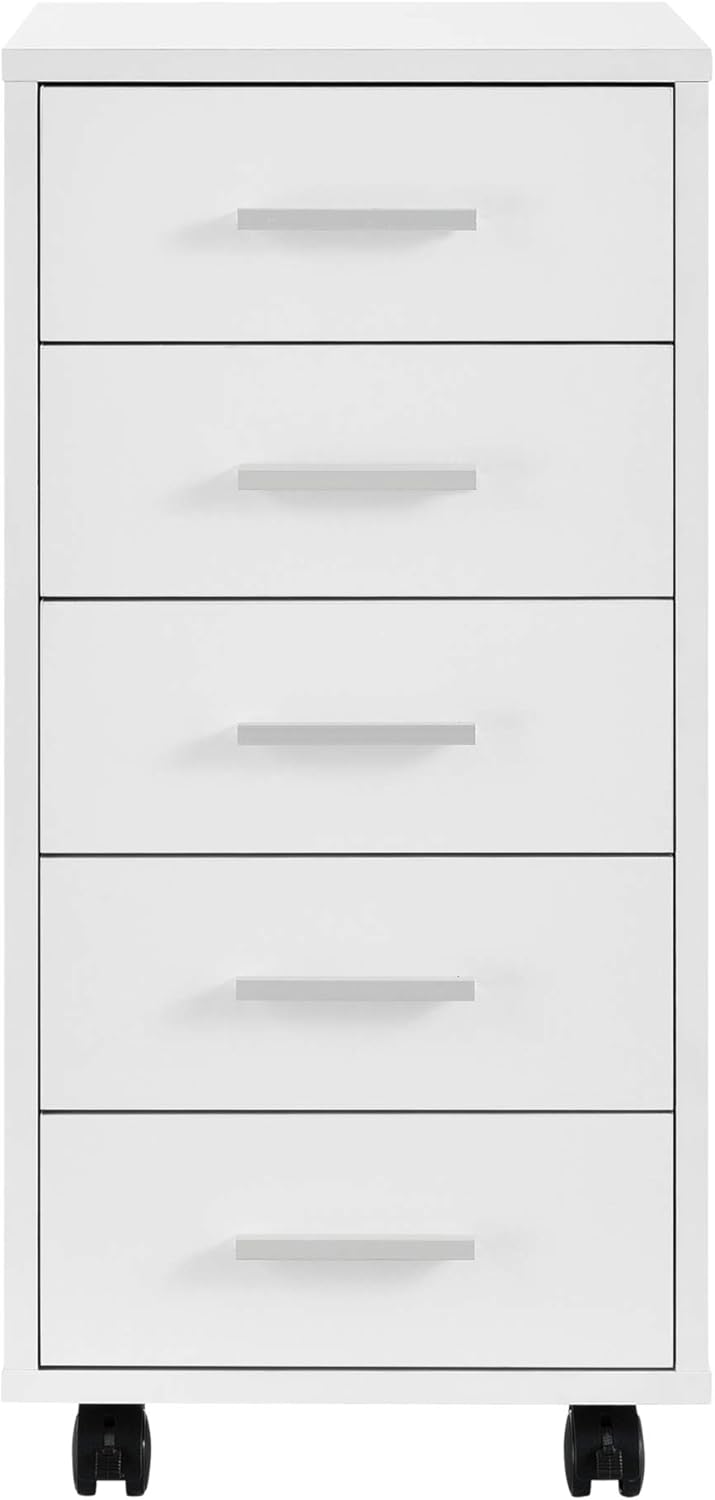 [en.casa] Rollcontainer mit 5 Schubladen Rollschrank Rollwagen 63x33x38cm Schubladencontainer Büroco