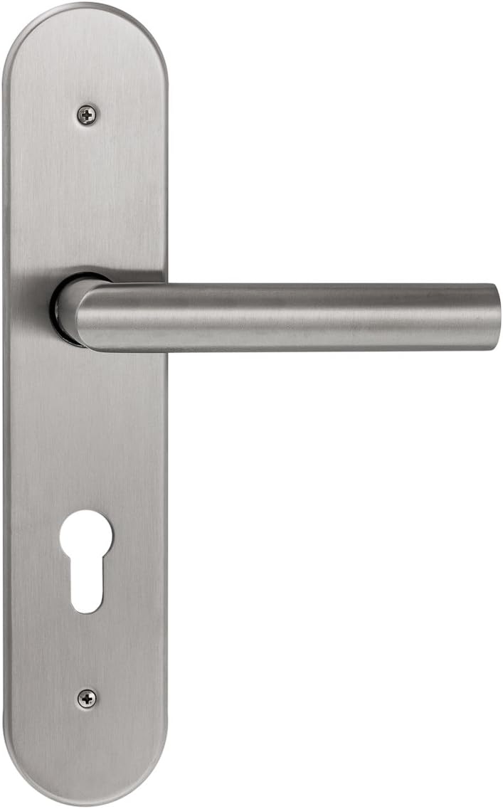 Schildgarnitur ES1 ZA 72mm Schutzbeschlag Edelstahl matt Sicherheitsbeschlag (New York Drücker), A