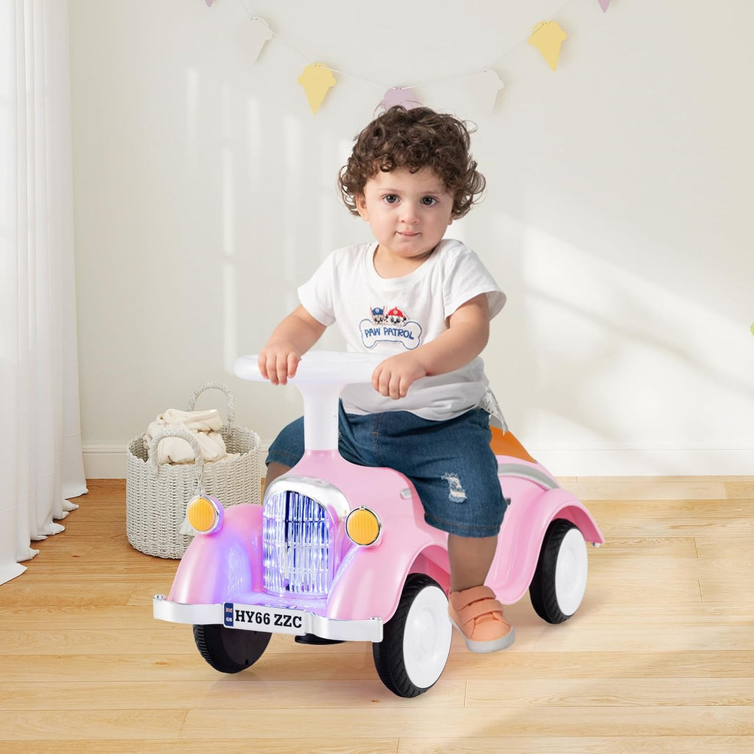 COSTWAY Rutschauto, klassisches Rutschfahrzeug mit Lenkrad & Hupe & LED-Scheinwerfer, Kinderfahrzeug