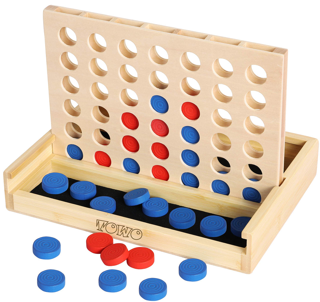 TOWO Holz 4 in Einer Reihe Spiel-klassisches Strategie-Spiel für Kinder-Connect das 4 Discs von glei