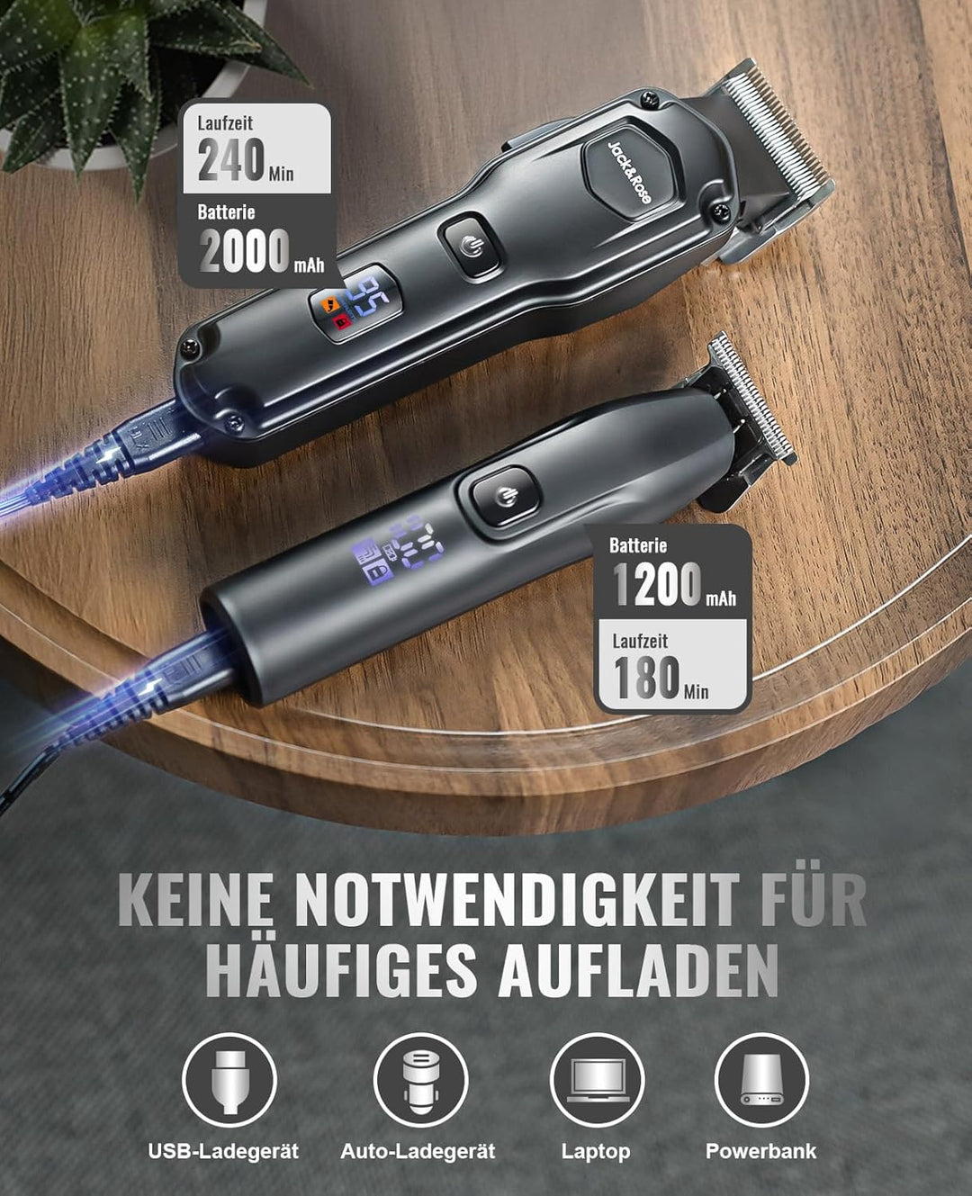 Haarschneidemaschine profi & T-Klinge Trimmer Set für Herren, Haarschneider Bartschneider Haartrimme