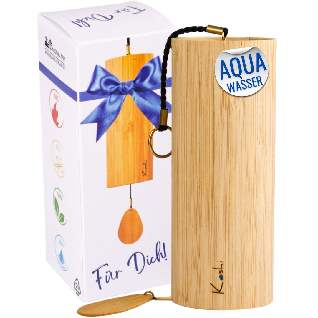 Koshi Klangspiel Aqua Wasser aus Bambusfurnier | Windspiel mit Geschenkverpackung | Geschenkbox