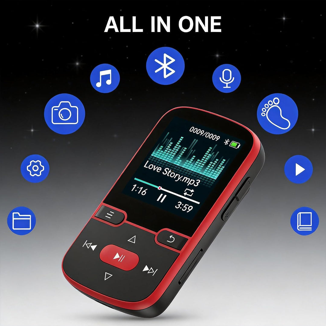 64 GB MP3 Player mit Bluetooth 5.3, mp3-player und MP4-Player für Kinder | Nur 28g leicht mit Clip f