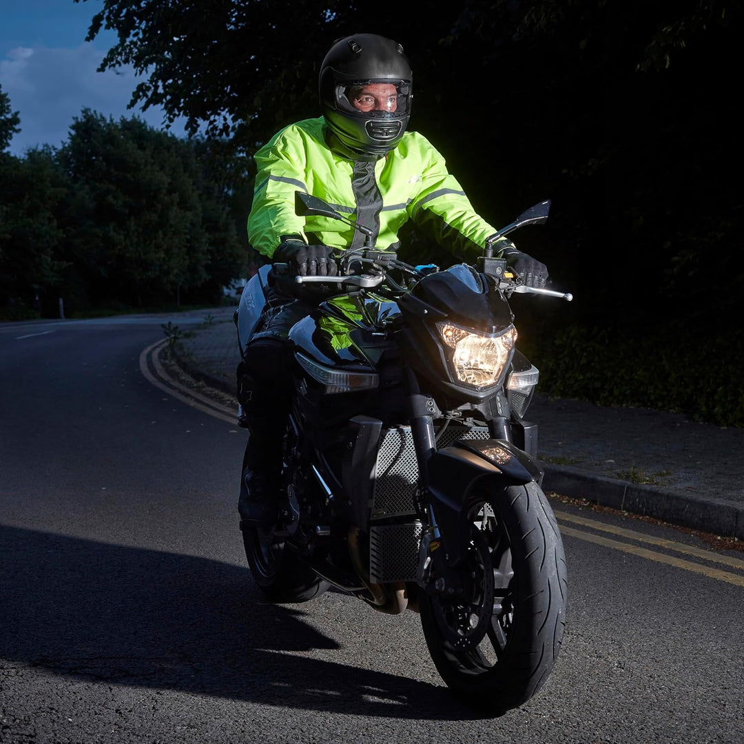 JDC Wasserdichte Motorrad-Regenüberzugsjacke Hohe Sichtbarkeit - SHIELD - Gelb/Schwarz - L L Gelb/Sc