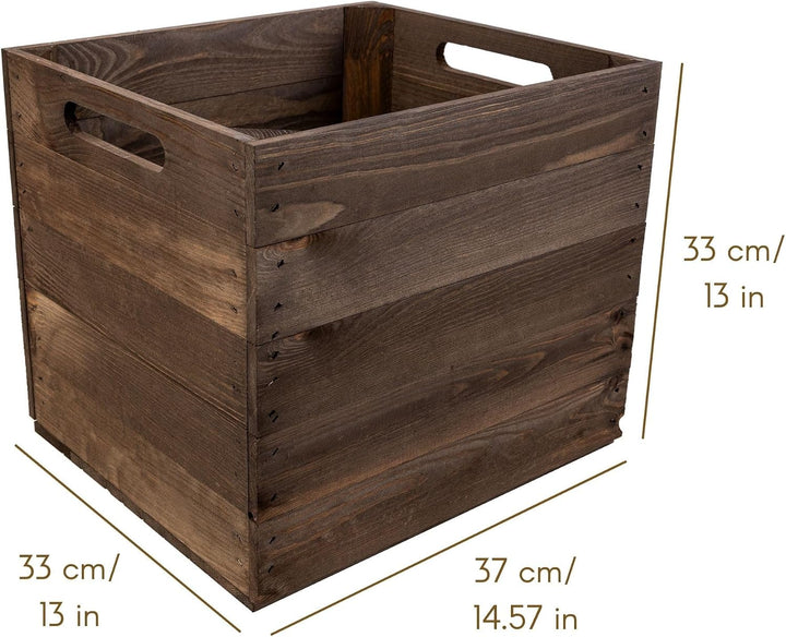 Creative Deco 4 x Holzkiste Wenge passend für Kallax Regal 33 x 37 x 33 cm | Holzbox mit Griffen | G
