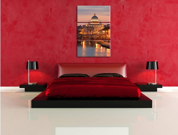 Pixxprint Vatikan Petersplatz als Leinwandbild/Grösse: 3 Teilig (120x80) cm/Wandbild/Kunstdruck/fert