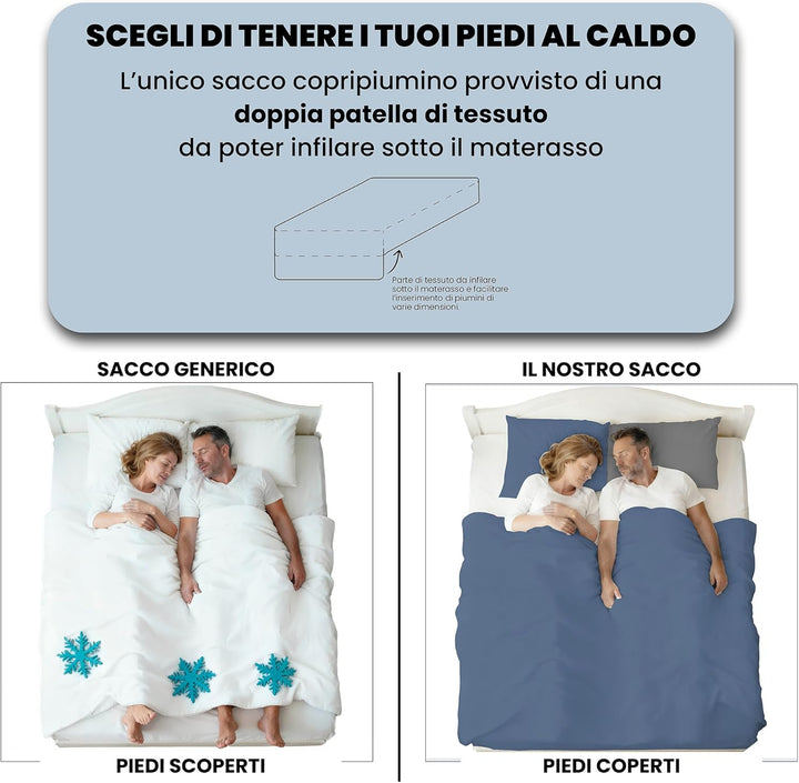 Italian Bed Linen Bettwäscheset für Doppelbetten, 250 x 200 cm 250 x 200 cm Avorio/Grigio, Avorio/Gr