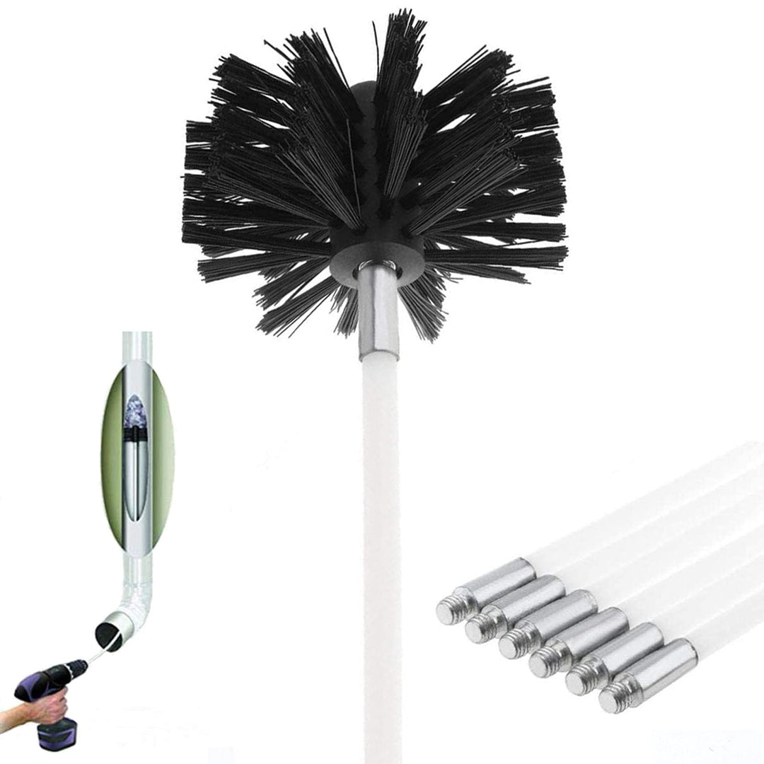 Kaminbürste Stange Set, Kanalentlüftungs Reinigungsset, 1 Nylon Bürstenkopfs Mit 6 Flexibler 610mm S