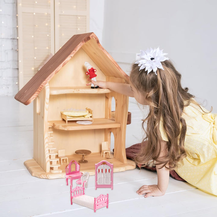 HoveeLuty 4 Sets Puppenhaus-Möbelset, realistische Puppenhaus-Miniaturen aus Kunststoff, inklusive K