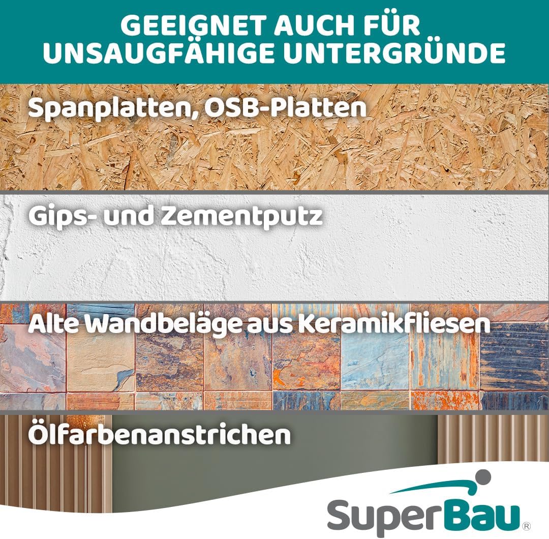 SuperBau Gebrauchsfertiger Kleber - Dispersionskleber für Fliesen - Flexmörtel Weiss für Terrakotta