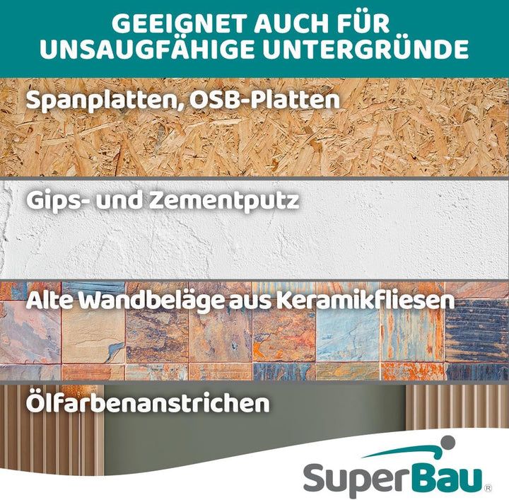 SuperBau Gebrauchsfertiger Kleber - Dispersionskleber für Fliesen - Flexmörtel Weiss für Terrakotta