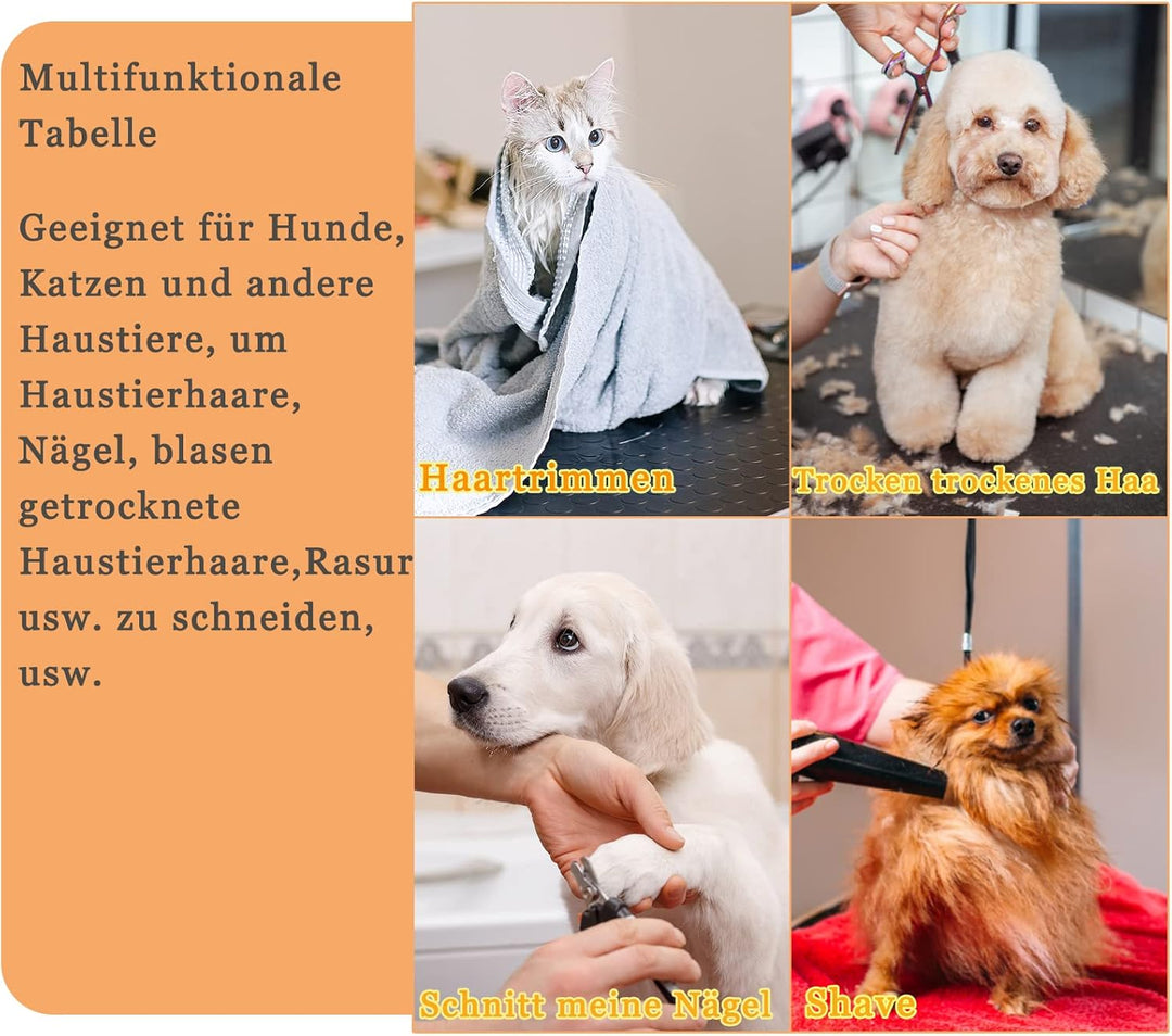 AufuN Trimmtisch für Hunde Schertisch, 113x60x76 cm Stabil Hundepflegetisch mit höhenverstellbarem G