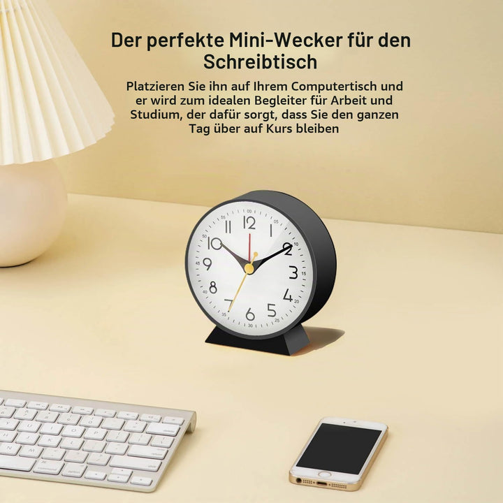 Azyh Analoger Wecker ohne Ticken, Kleine Retro Tischuhr, Tischuhr für Wohnzimmerdekoration, Schlafzi